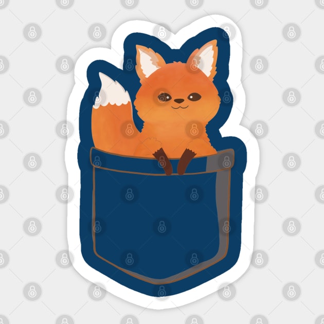 Baby Fox in a Pocket Sticker by awesomesaucebysandy